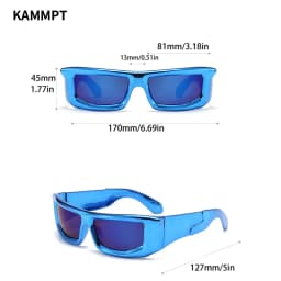 KAMMPT Y2k Wrap Round Men Sunglasses 2023 New Metallic Rim Outdoor Sports Women Shades Trendy Brand Design Vintage UV400 Eyewear