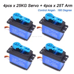 Waterproof 180/270/360 Degree 20KG 25KG 30kg 35kg 60kg Large Torque Digital Coreless Servo Aluminium Metal Gears 25T Arm RC Car