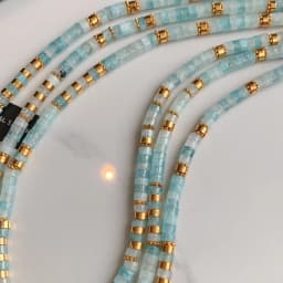 Minar Bohemian Mix Color Natural Stone Aquamarine Beads Beaded Necklace for Women 24K Real Gold Plated Brass Chain Strand Choker
