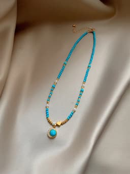 2025 new design fashion jewelry retro natural blue stone zircon pendant necklace elegant women's daily work accessories