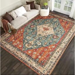 VIKAMA Bohemian Vintage Carpet for Living Room and Bedroom, Easy-to-Manage Ethnic Style Dining Room Rug, Home Decoration