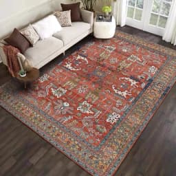 VIKAMA Bohemian Vintage Carpet for Living Room and Bedroom, Easy-to-Manage Ethnic Style Dining Room Rug, Home Decoration