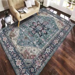 VIKAMA Bohemian Vintage Carpet for Living Room and Bedroom, Easy-to-Manage Ethnic Style Dining Room Rug, Home Decoration