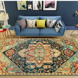 VIKAMA Bohemian Vintage Carpet for Living Room and Bedroom, Easy-to-Manage Ethnic Style Dining Room Rug, Home Decoration