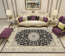 VIKAMA Bohemian Vintage Carpet for Living Room and Bedroom, Easy-to-Manage Ethnic Style Dining Room Rug, Home Decoration