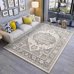 VIKAMA Bohemian Vintage Carpet for Living Room and Bedroom, Easy-to-Manage Ethnic Style Dining Room Rug, Home Decoration