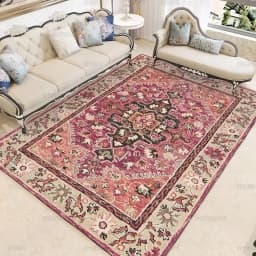 VIKAMA Bohemian Vintage Carpet for Living Room and Bedroom, Easy-to-Manage Ethnic Style Dining Room Rug, Home Decoration