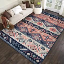 VIKAMA Bohemian Vintage Carpet for Living Room and Bedroom, Easy-to-Manage Ethnic Style Dining Room Rug, Home Decoration