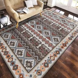 VIKAMA Bohemian Vintage Carpet for Living Room and Bedroom, Easy-to-Manage Ethnic Style Dining Room Rug, Home Decoration