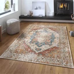 VIKAMA Bohemian Vintage Carpet for Living Room and Bedroom, Easy-to-Manage Ethnic Style Dining Room Rug, Home Decoration