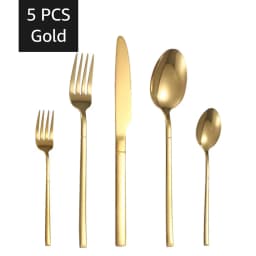 30PCS Gold Tableware Sets Stainless Steel Cutlery Knife Tea Fork Coffee Spoon Flatware Dishwasher Safe Dinner Kitchen Dinnerware