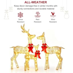 3-Piece Lighted Christmas Reindeer Decoration Set, 360 LED Plug-in Light Up Deer Family Holiday Decor, Indoor Outdoor Christmas Ornaments for Front Yard Porch