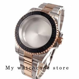 40mm Two Tone Rose Golden Mens Watch Case for SUB GMT Watch Mod NH34A NH35A NH36 NH70 NH38 NH39 ETA 2824 Glidelock System Clasp
