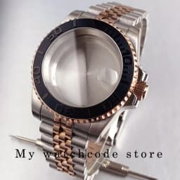 40mm Two Tone Rose Golden Mens Watch Case for SUB GMT Watch Mod NH34A NH35A NH36 NH70 NH38 NH39 ETA 2824 Glidelock System Clasp