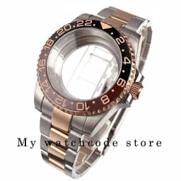 40mm Two Tone Rose Golden Mens Watch Case for SUB GMT Watch Mod NH34A NH35A NH36 NH70 NH38 NH39 ETA 2824 Glidelock System Clasp