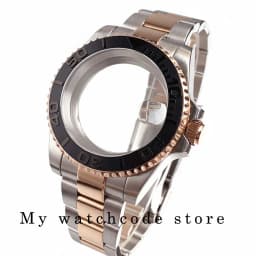 40mm Two Tone Rose Golden Mens Watch Case for SUB GMT Watch Mod NH34A NH35A NH36 NH70 NH38 NH39 ETA 2824 Glidelock System Clasp