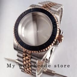 40mm Two Tone Rose Golden Mens Watch Case for SUB GMT Watch Mod NH34A NH35A NH36 NH70 NH38 NH39 ETA 2824 Glidelock System Clasp