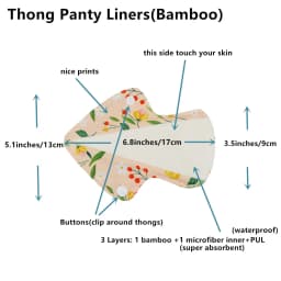 [Sigzagor] 5 Thong Panty Liners XXS Cloth Menstrual Pads Reusable Washable Bamboo Sanitary Tampons