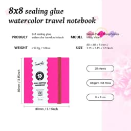 SeamiArt 8x8cm Mini Cotton Sealing Glue Watercolor Travel Notebook Hot Pressed 300gsm Drawing Paper 20 Sheets for Art Supplies