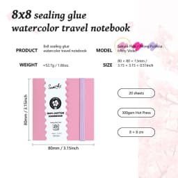 SeamiArt 8x8cm Mini Cotton Sealing Glue Watercolor Travel Notebook Hot Pressed 300gsm Drawing Paper 20 Sheets for Art Supplies