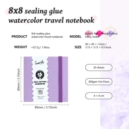 SeamiArt 8x8cm Mini Cotton Sealing Glue Watercolor Travel Notebook Hot Pressed 300gsm Drawing Paper 20 Sheets for Art Supplies
