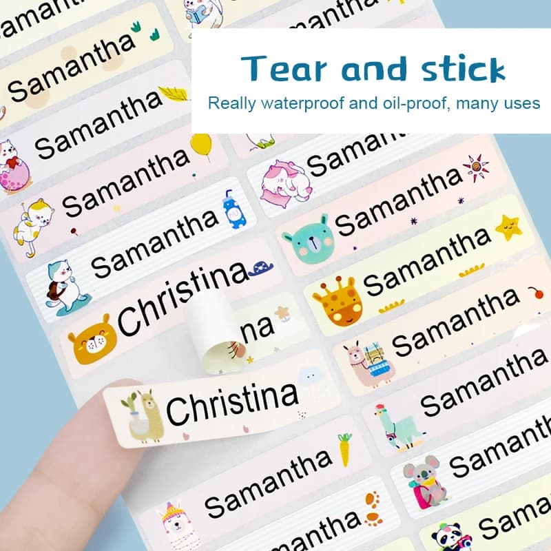 Name Sticker Custom Waterproof Kawaii Decals Personalized First Name Label for Children School Stationery Bottle Tag