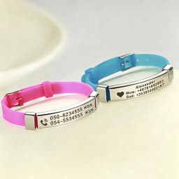 Personalized ID Bracelet Kids Children Adjustable Soft Silicone Stainless Steel Pendant Emergency Name Phone Custom Bracelets