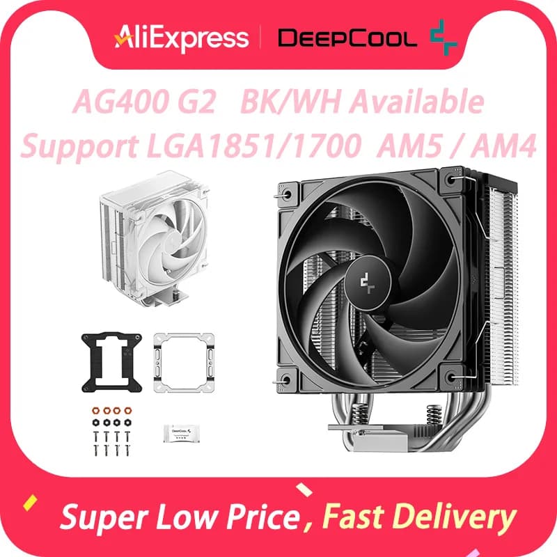 DEEPCOOL AG400 4 Heat Pipe CPU Air-Cooled Cooler 12cm Fan 4Pin PWM TDP 220W CPU Heat Sink For LGA1851 1700 AMD AM4 AM5