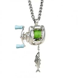 Exquisite Fishing Reel Ring Luxury Fishing Reel Necklace Detachable Pendant Rotatable Men Neck Pendant Neck Accessories