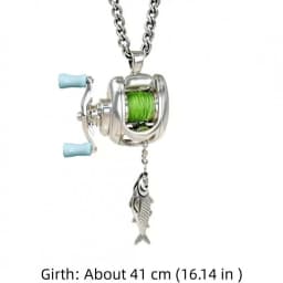 Exquisite Fishing Reel Ring Luxury Fishing Reel Necklace Detachable Pendant Rotatable Men Neck Pendant Neck Accessories