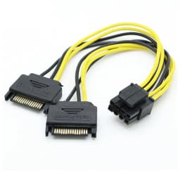 Dual SATA 15pin to 8pin Graphic Card Power Adapter Cable 20cm PCIE SATA Power Supply Cable 8p to SATA for Bitcoin Miner Mining