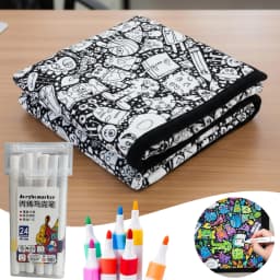 150x125cm DIY Painting Blankets Washable Velvet 24 Coloring Blanket With Markers For Holiday Arts Activities Creative Handcraft
