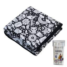 150x125cm DIY Painting Blankets Washable Velvet 24 Coloring Blanket With Markers For Holiday Arts Activities Creative Handcraft