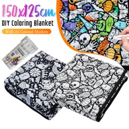 150x125cm DIY Painting Blankets Washable Velvet 24 Coloring Blanket With Markers For Holiday Arts Activities Creative Handcraft