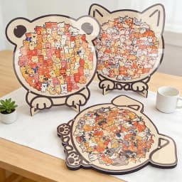 Cartoon Bear Jigsaw Puzzle Desktop Ornament Creative And Adorable Cat And Dog Colourful Wooden Decorative Figurines Home Decor