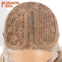 FASHION IDOL 14inch/35cm Short Bob Wig Body Wave Lace Wigs For Women Synthetic Cosplay Wigs Ombre Blonde Highligh Lace Front Wig