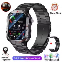 Rugged Military Smart Watch Men's Outdoor Watch LED Flashlight 2.01'' HD Touch Screen Voice Bluetooth Call Smartwatch Gifts HT30