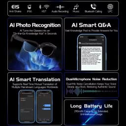 2026New AI Smart Glasses 120+Language Translation 800W Pixel Camera Video Music Player Call Business 8K Color Change Glasses Men