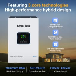 DATOUBOSS 48V 5500W MPPT Hybrid Solar Inverter Pure Sine Wave 110/120V US Standard Off-Grid PV Energy Storage for Home
