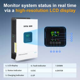 DATOUBOSS 48V 5500W MPPT Hybrid Solar Inverter Pure Sine Wave 110/120V US Standard Off-Grid PV Energy Storage for Home