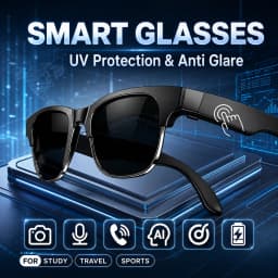 Smart Glasses Hands-Free Calling AI Chat Logging Music Playback Bluetooth Sunglasses for Men Touch Control Selfie Anti Glare
