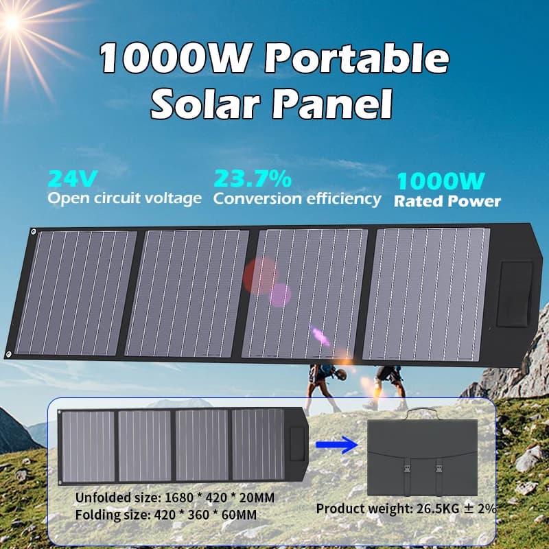 2000W Foldable Solar Panel, 12V Portable High-Efficiency Charger for RV, Camping, Off-Grid & Emergency Power Supply