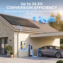 RVPOZWER 400W Bifacial Solar Panel 18BB N-Type Mono Cells High-Efficiency PV Power for Home Rooftop Off-Grid Outdoor Camping Farm
