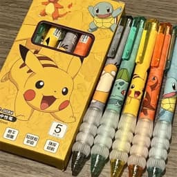 5Pcs Cute Anime Gel Pens Set, Kawaii Retractable Black Ink Pens, Student School Supplies Stationery Gift for Classroom Rew