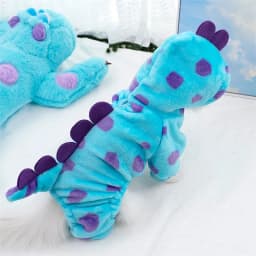 Cute Dinosaur Bee Pet Costume 4 Legs Jumpsuit for Small Dogs Cats, Soft Plush Warm Cosplay Outfit Winter Clothes