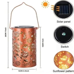 Colorful Solar Lanterns Sunflower Butterfly Hummingbird Outdoor Waterproof Multicolored LED Metal Hanging Lantern for Outside