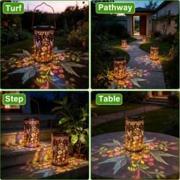 Colorful Solar Lanterns Sunflower Butterfly Hummingbird Outdoor Waterproof Multicolored LED Metal Hanging Lantern for Outside