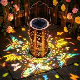 Colorful Solar Lanterns Sunflower Butterfly Hummingbird Outdoor Waterproof Multicolored LED Metal Hanging Lantern for Outside