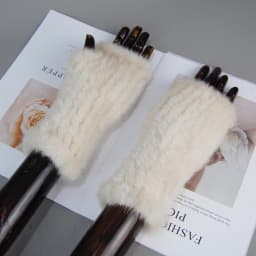 New Style Women Winter Real Mink Fur Gloves 100% Natural Warm Mink Fur Fingerless Gloves Girls Knitted Genuine Mink Fur Mittens
