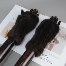 New Style Women Winter Real Mink Fur Gloves 100% Natural Warm Mink Fur Fingerless Gloves Girls Knitted Genuine Mink Fur Mittens